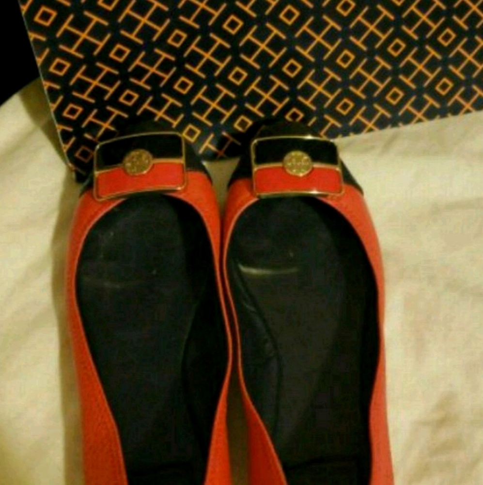 Tory Burch Red & Navy Ballet Flats